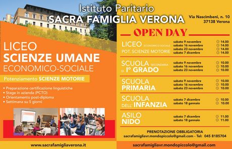 OPEN DAY A.S.2024-2025 ISTITUTO SACRA FAMIGLIA (VERONA) - MONDOPICCOLO S.C.S. - FERRARA